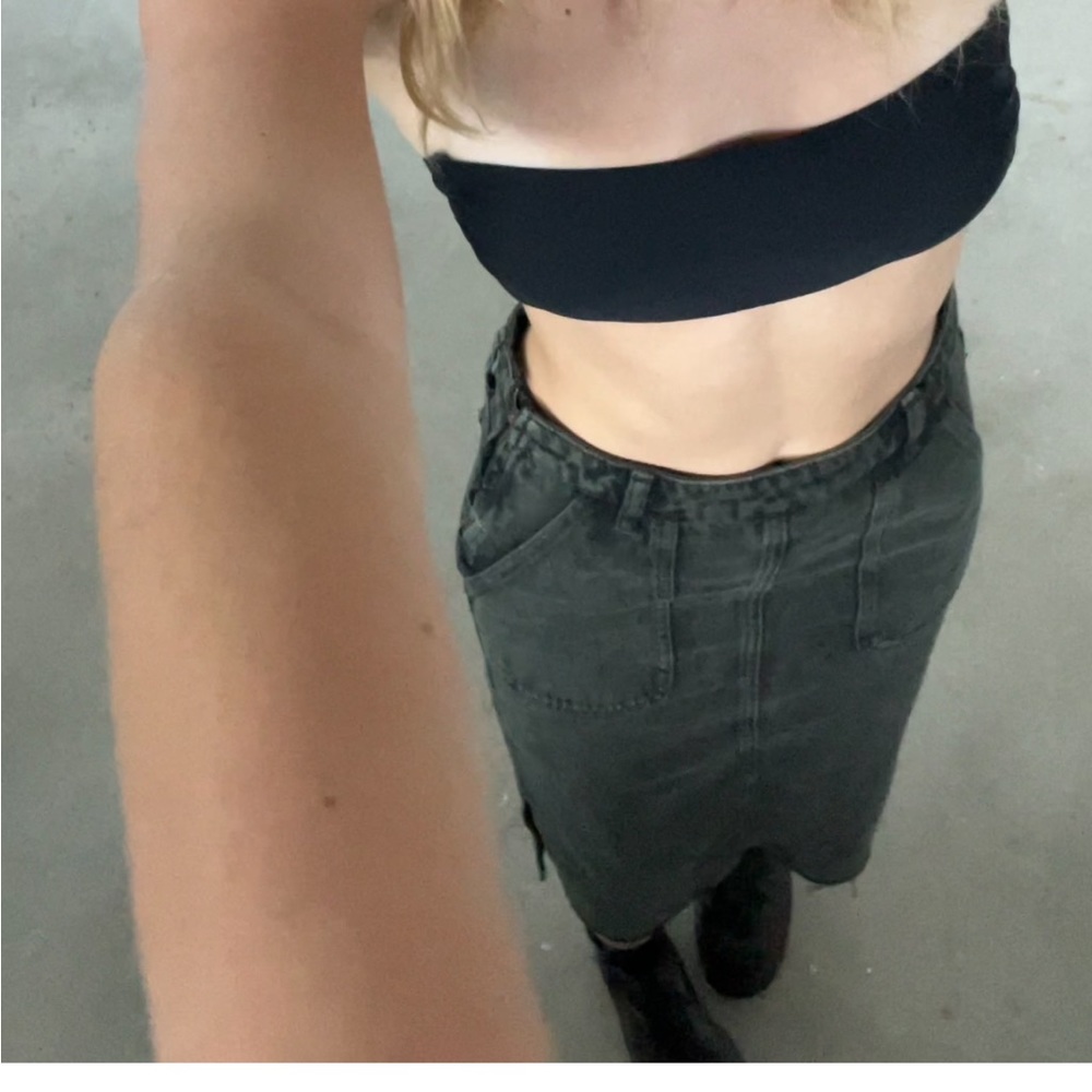 Zara midi denim skirt